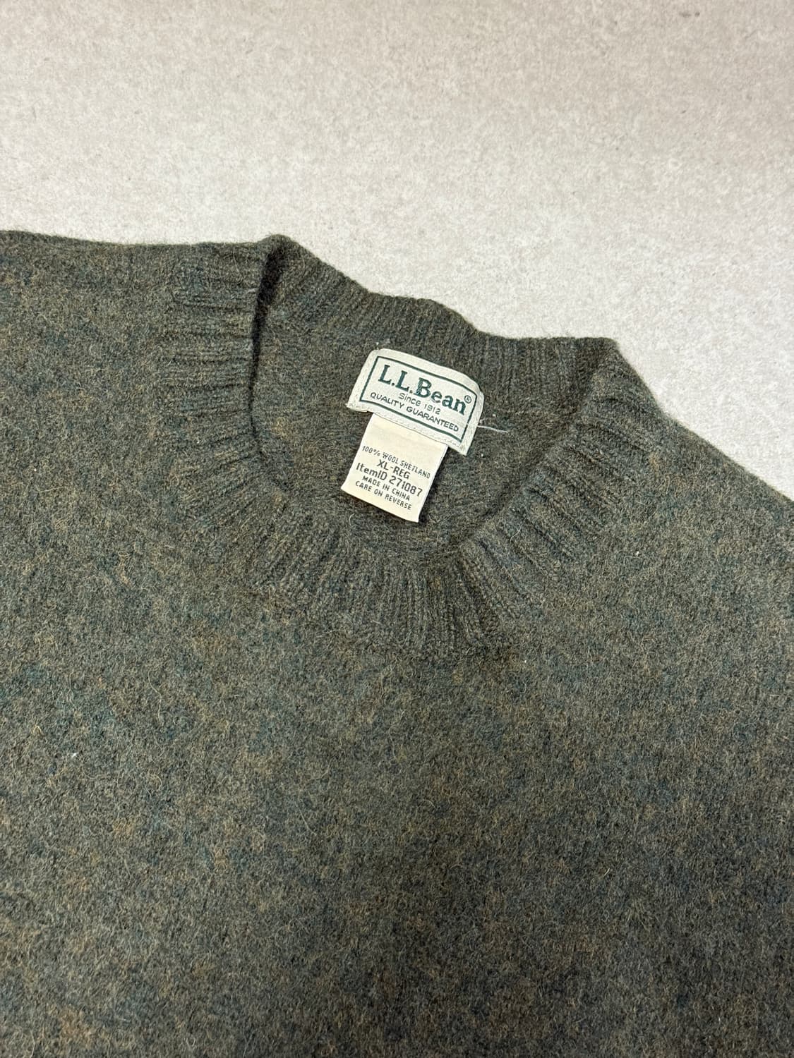 엘엘빈 셰기독 쉐기독 셔틀랜드 울 100% 그린 멜란지 크롭 니트 상품이미지1