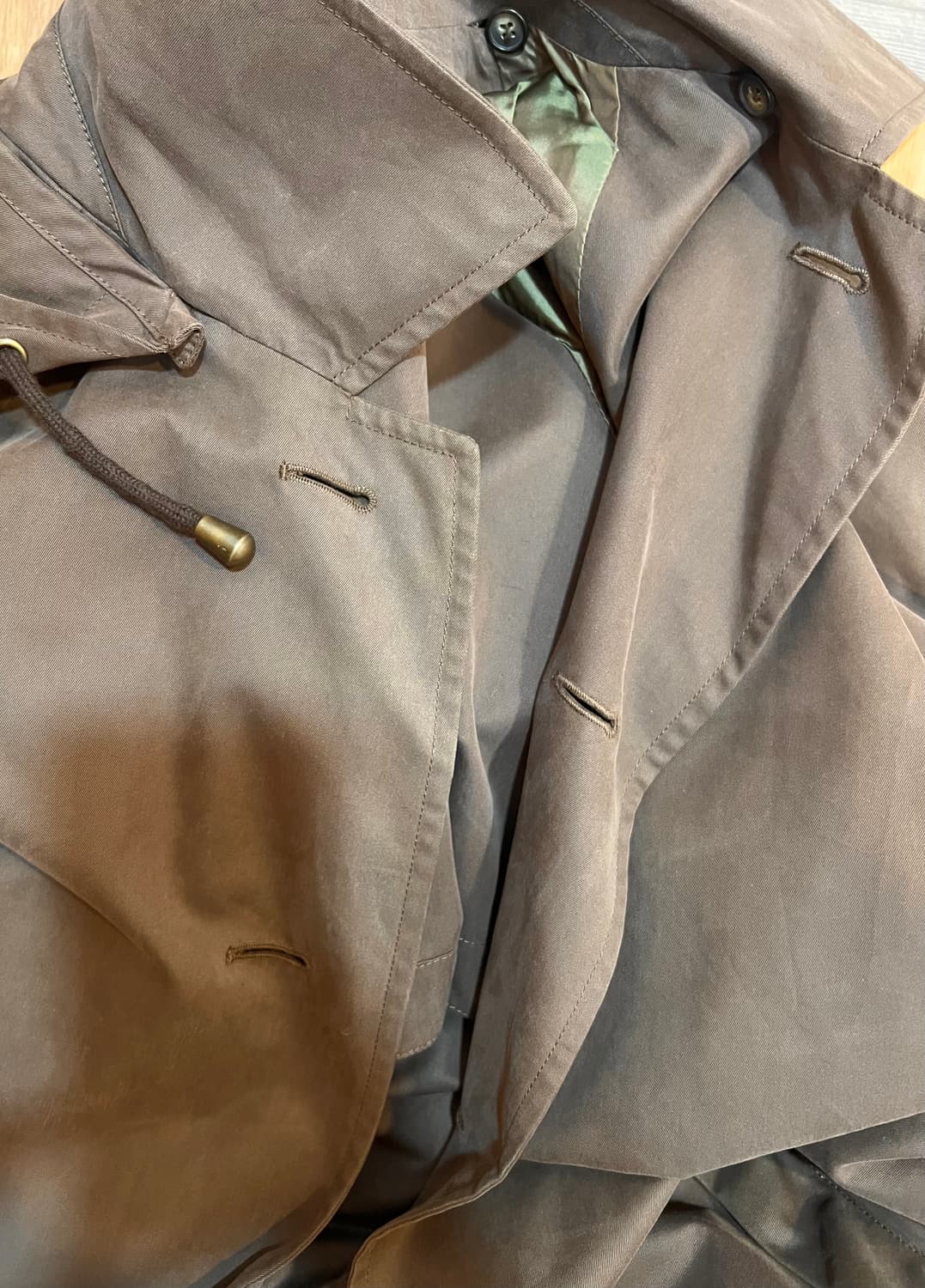 살바토레페라가모 남성 브라운 레인코트 레이어드코트 상품이미지8