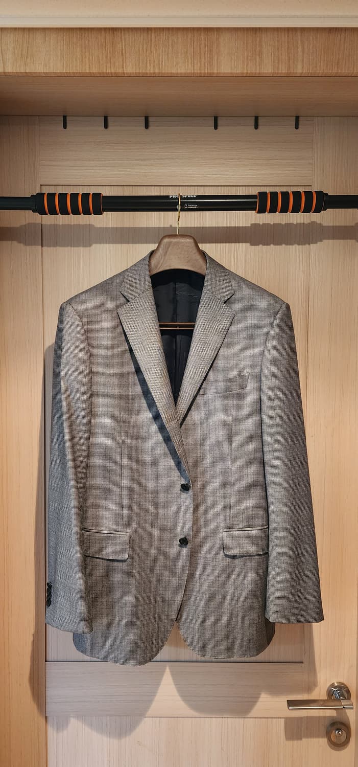 (간절기용)힐튼 그레이 잔체크 울자켓 L 상품이미지1