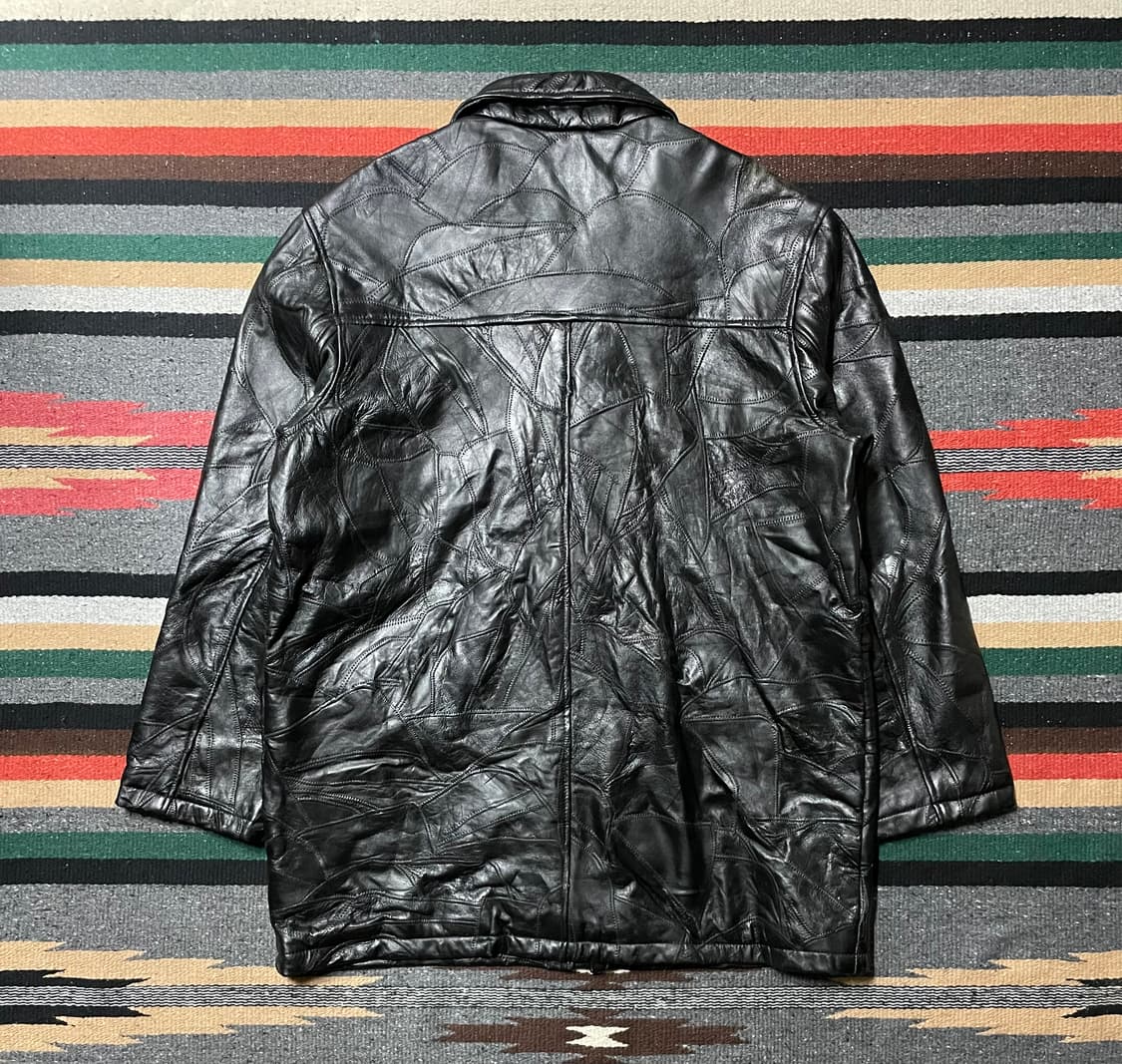 빈티지 램 가죽 패치워크 하프 코트- L 상품이미지5