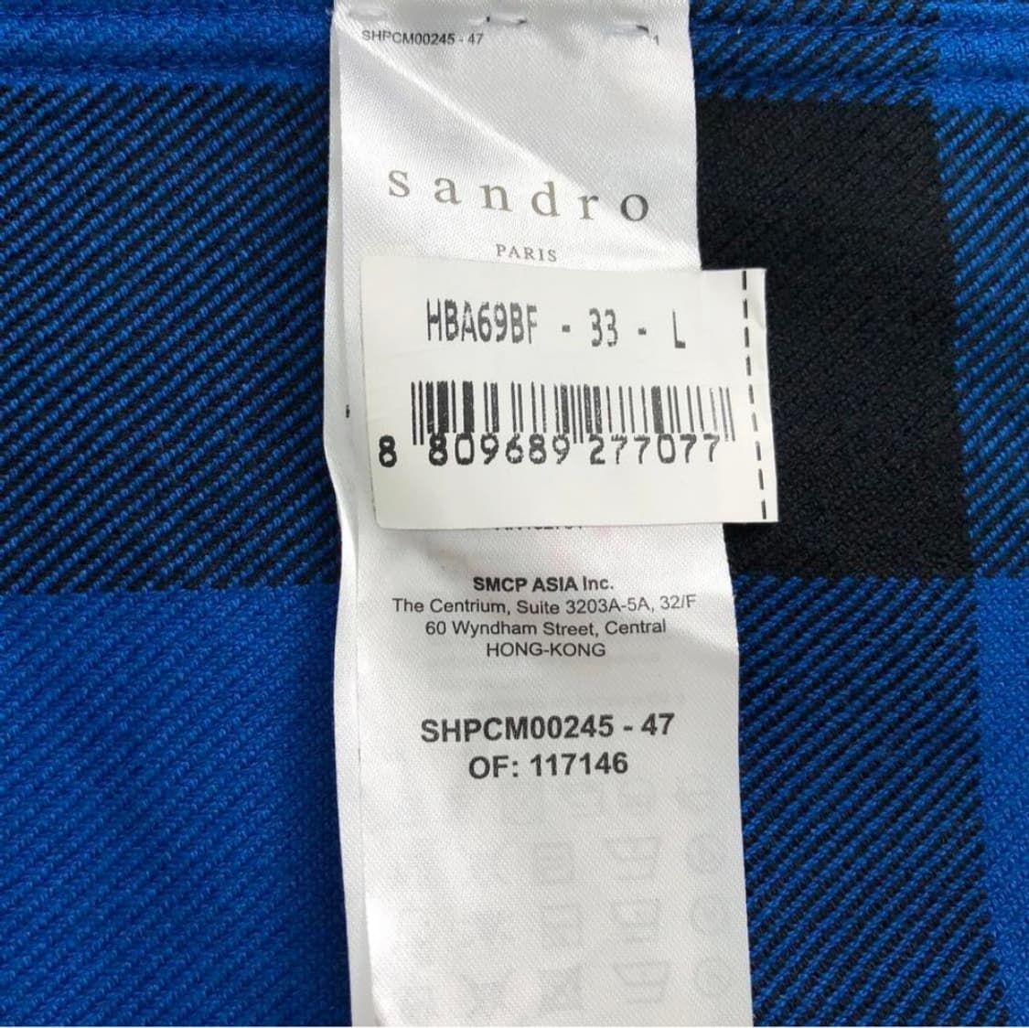 산드로옴므 체크 셔츠자켓/남성L 상품이미지5