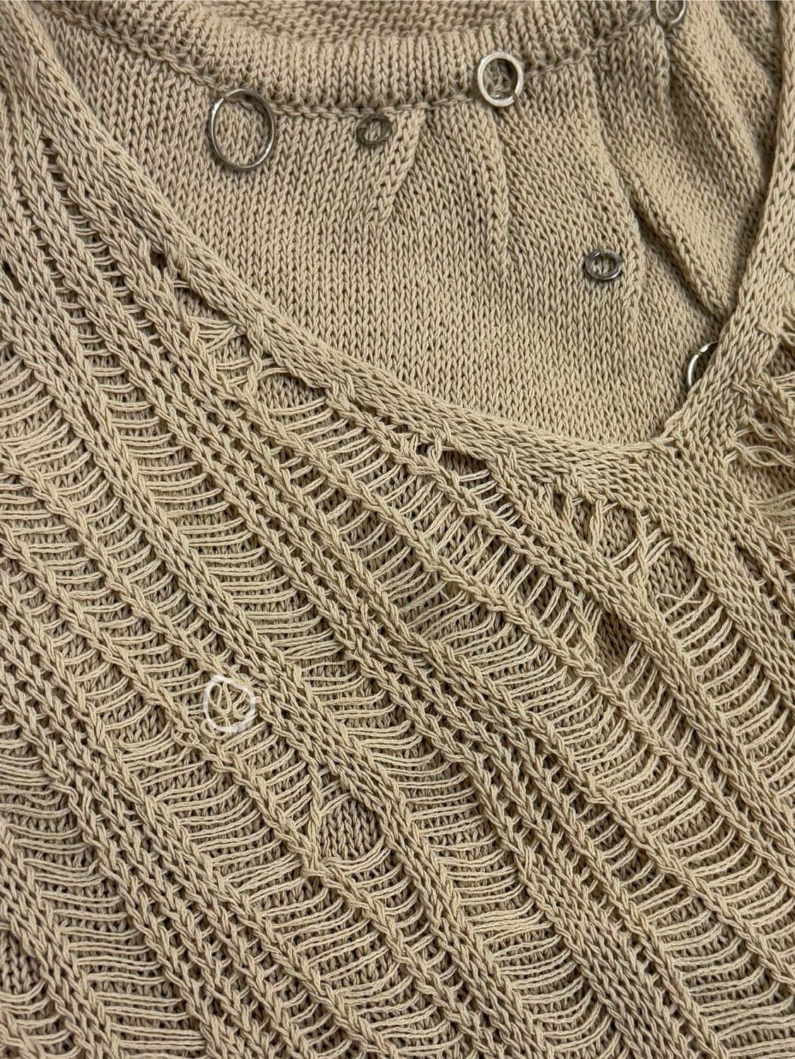 빈티지 모카 레이어드 반팔 니트 상품이미지4