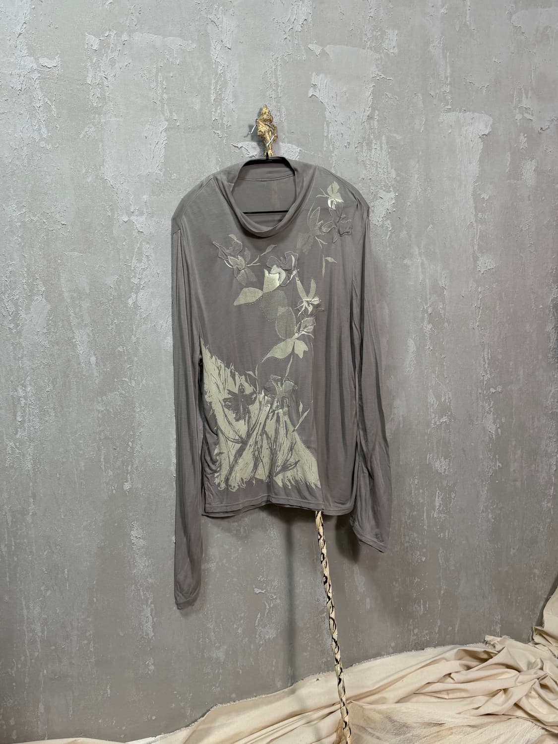 jpn-Grey Botanical Print Top 상품이미지5