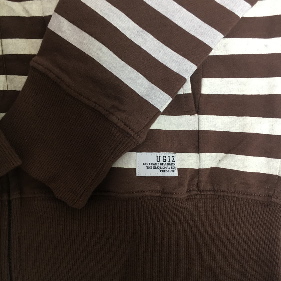 [새상품] Uglz 브라운 스트라이프 후드집업 상품이미지5