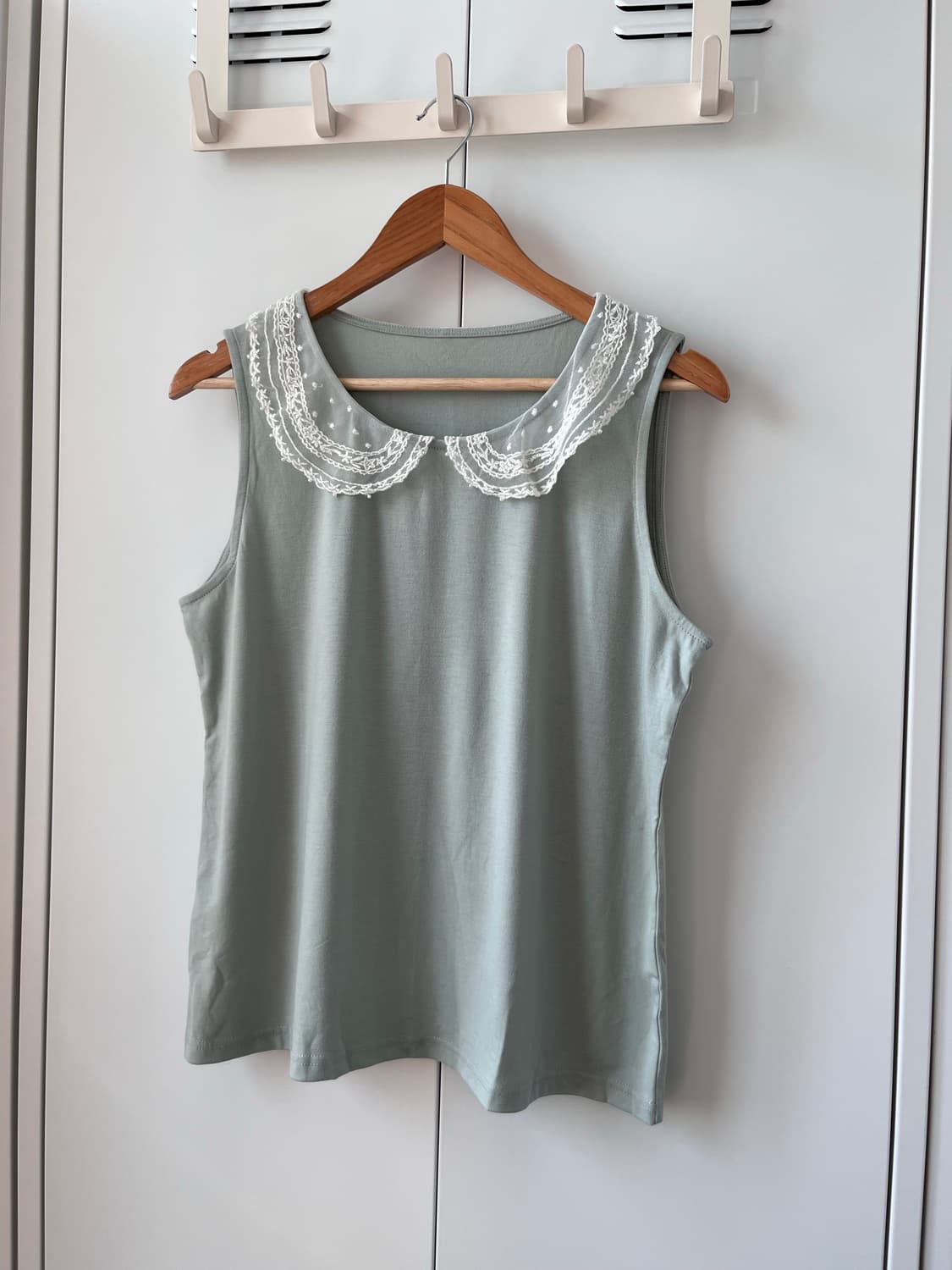 Vintage 민트 레이스 둥근카라 슬리브리스 상품이미지4