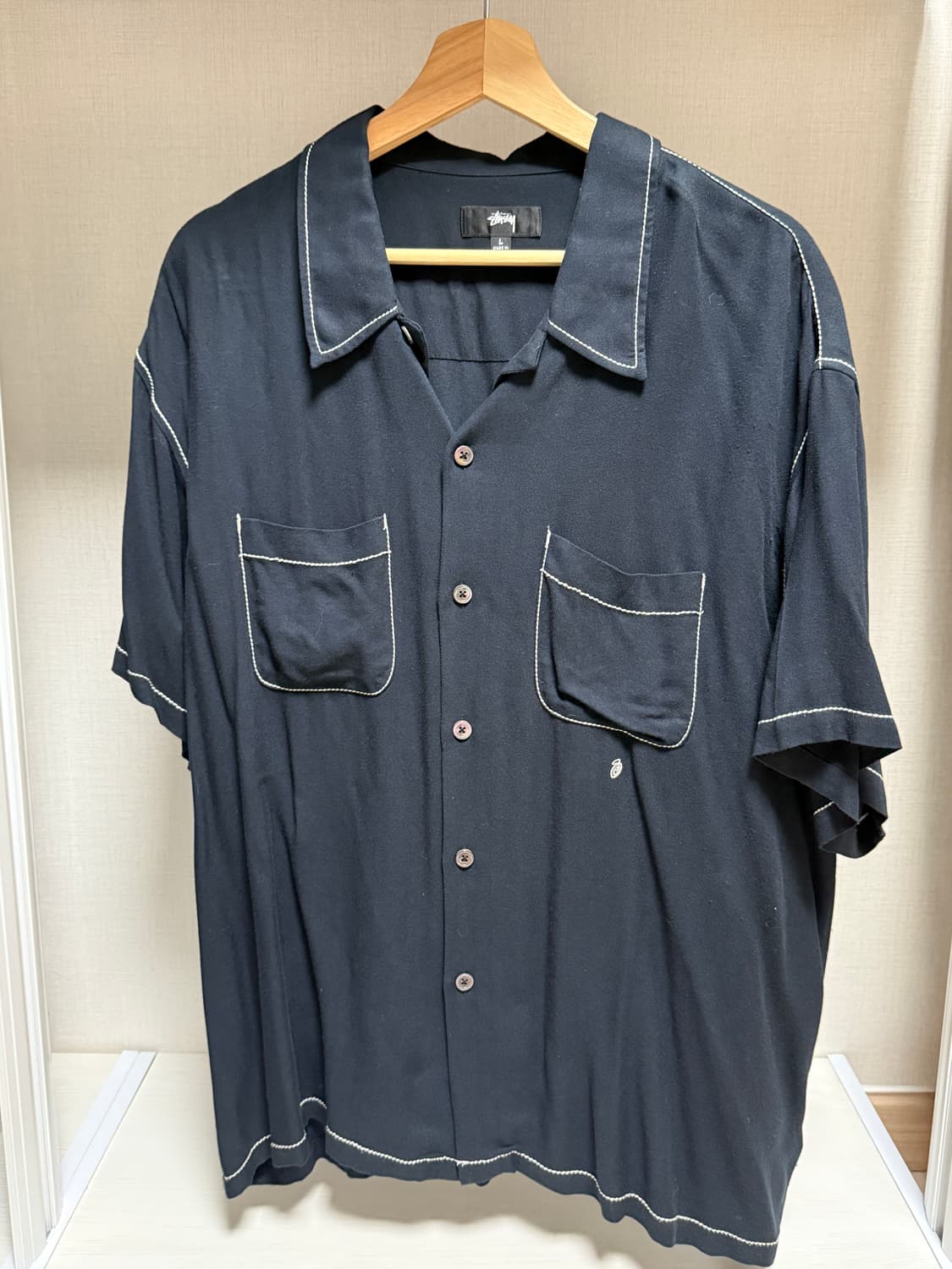 stussy contrast pick stitched shirt L 상품이미지4