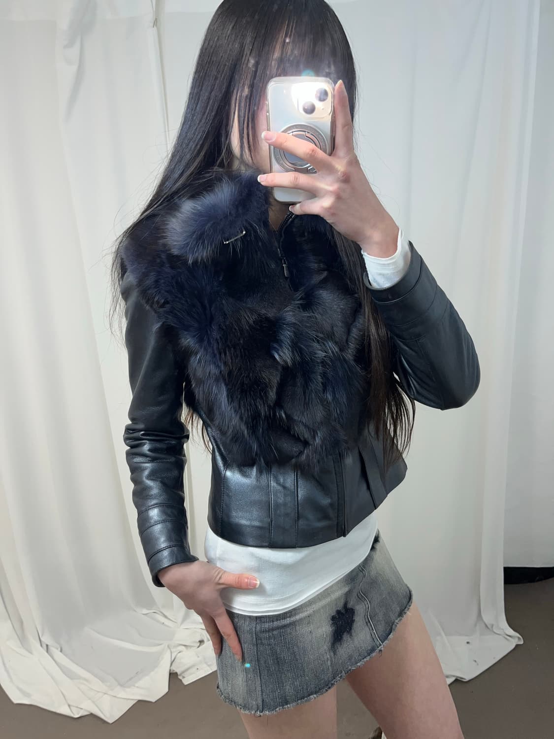 다크 네이비 글리터 폭스퍼 자켓 상품이미지4