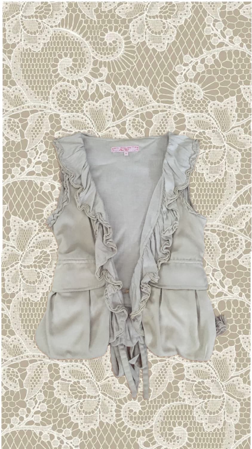 빈티지 카라 프릴 포켓 베스트 조끼 상품이미지1