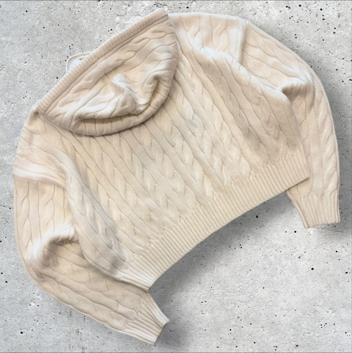 [M] 타미진스 빅로고 아이보리 화이트 케이블 니트 후드티 D804 상품이미지2