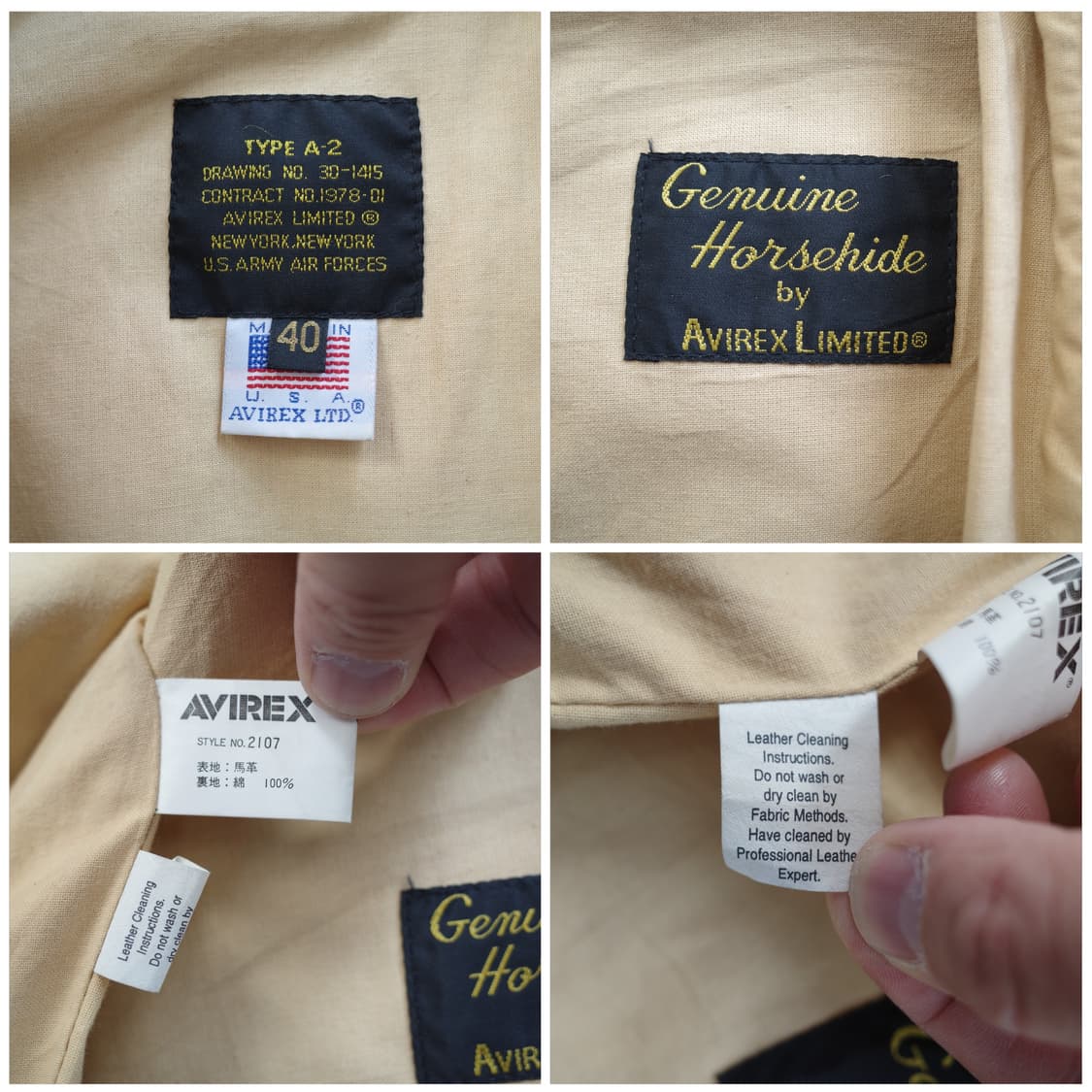 80s 아비렉스 말가죽 A-2 가죽 자켓 MADE IN USA 상품이미지5