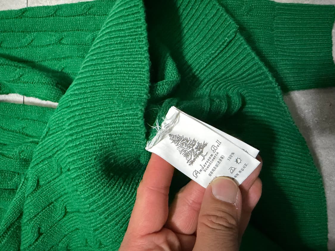 앤더슨벨 그린컬러 케이블짜임 빈티지 코튼 니트 105size   상품이미지3