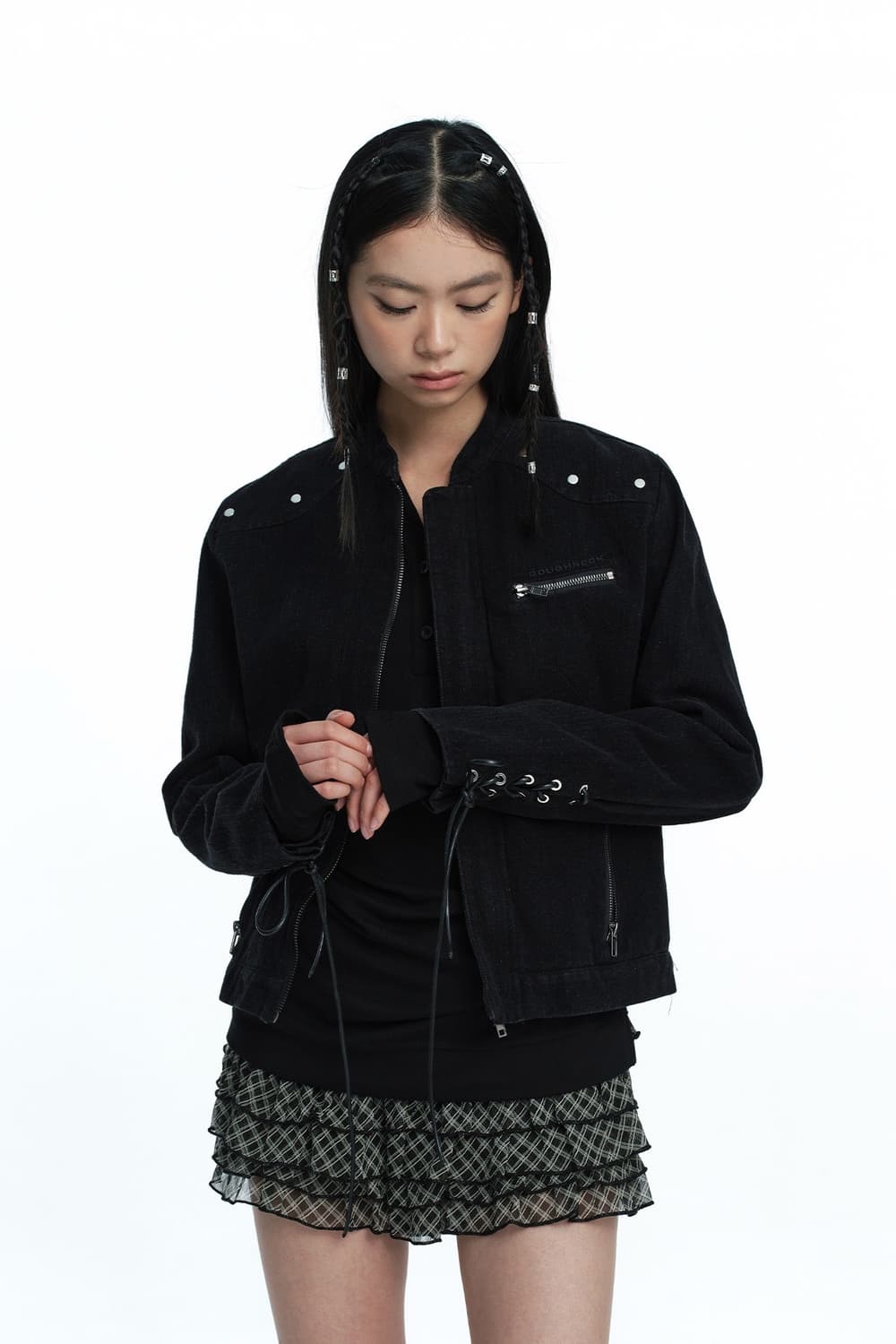 러프넥 빈티지 데님 라이더 자켓 상품이미지3