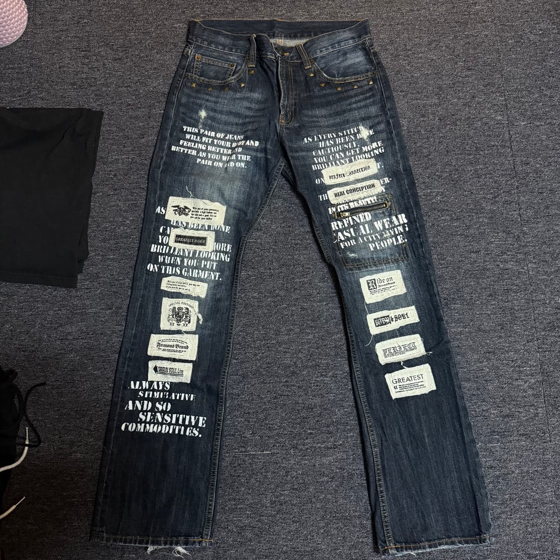 와이즈걸 빈티지 펑크 락시크 데님 팬츠 상품이미지1