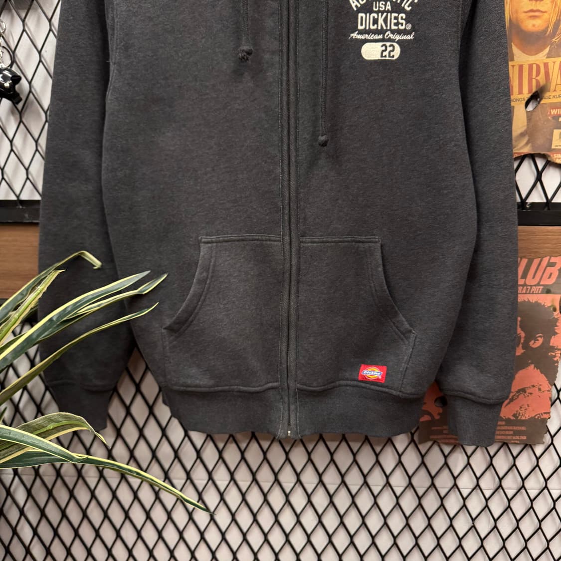 디키즈 어센틱 후드 집업 안감 양털 디테일 그레이 상품이미지4