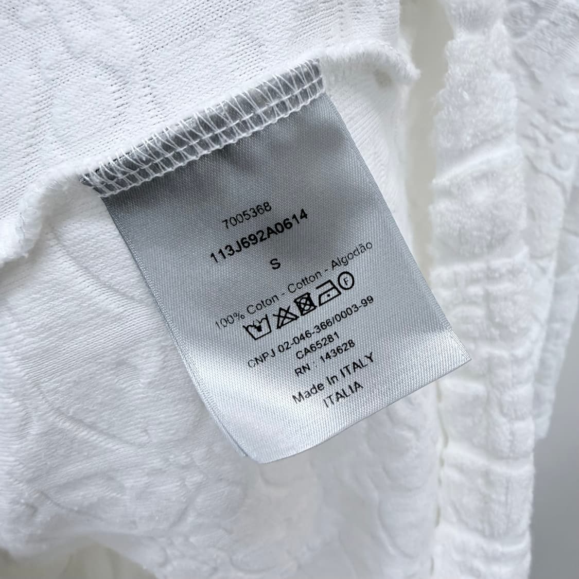 [S급/S] 디올 오블리크 테리 코튼 반팔 티셔츠 화이트 상품이미지6