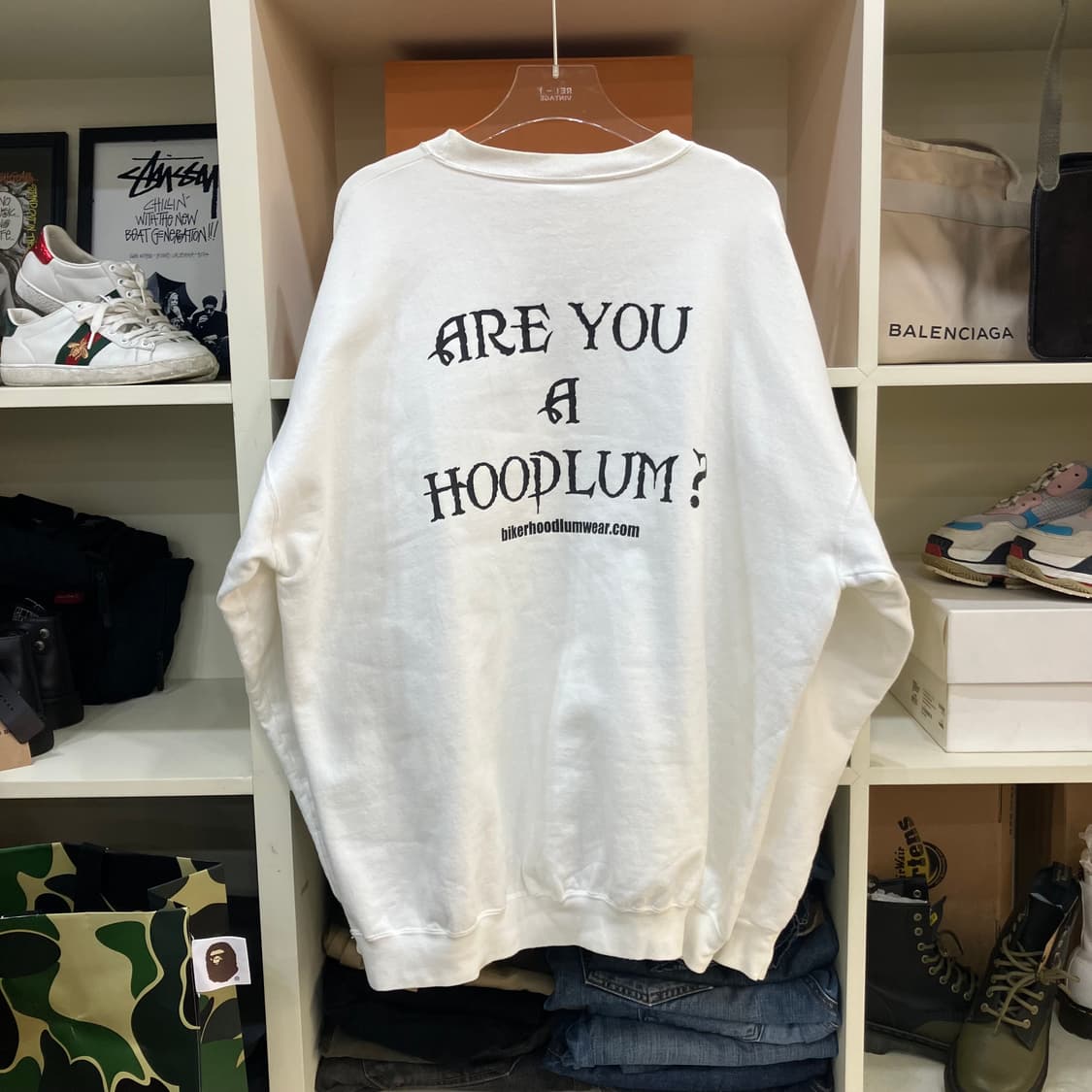 헤인즈 바이커 로고 화이트 스웨트셔츠 XL 상품이미지3