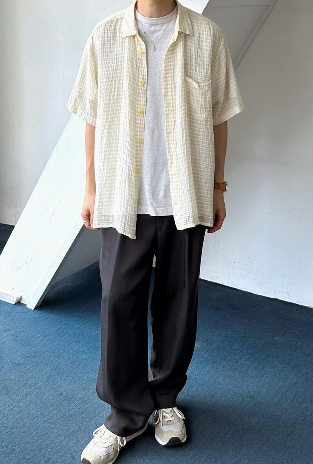 Natural fabric jacquard design half shir 상품이미지7