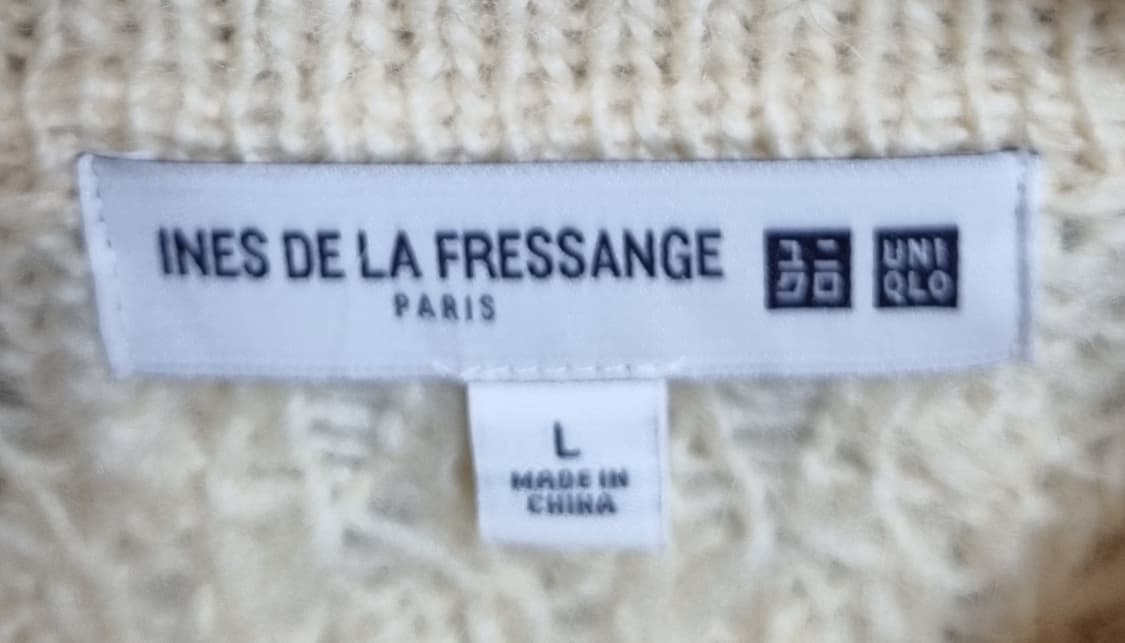 L ) 유니클로 X 아네스 데 라 프라상쥬 울100% 꽈배기 니트 가디건 상품이미지3