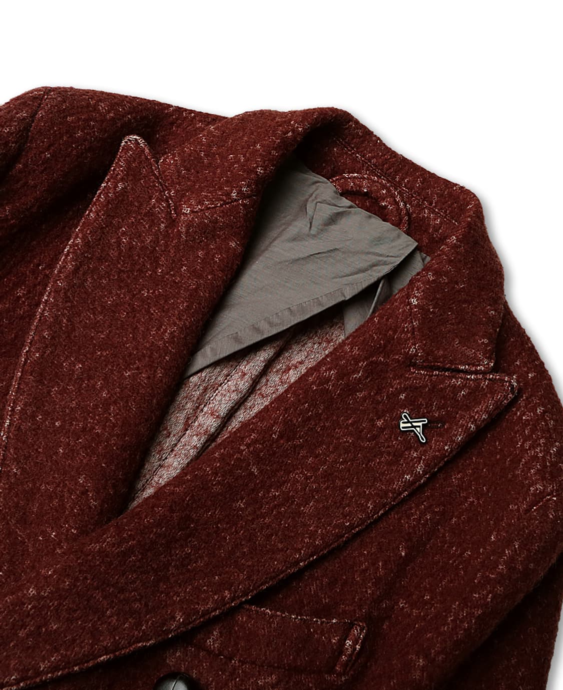 헤보 [Hevo] 버건디 레드 코튼 라나 버진 울 이태리 더블 코트 상품이미지2