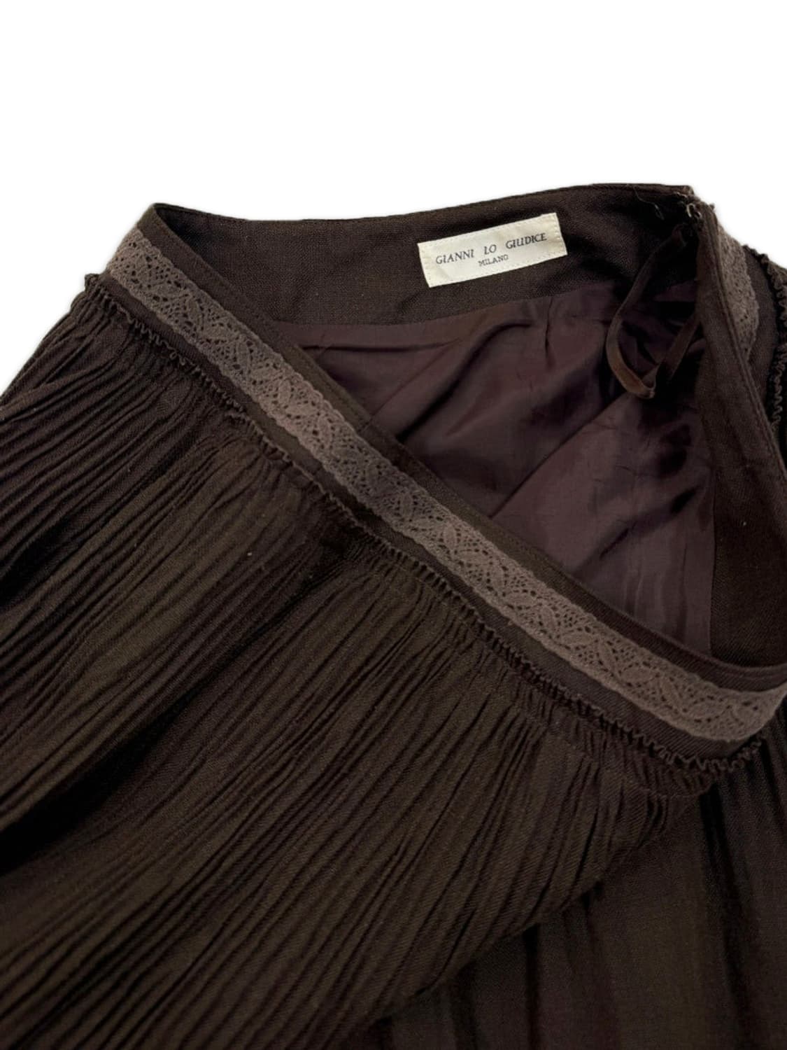 빈티지 GIANNI LO GIUDICE 브라운 레이스 롱 스커트 상품이미지4