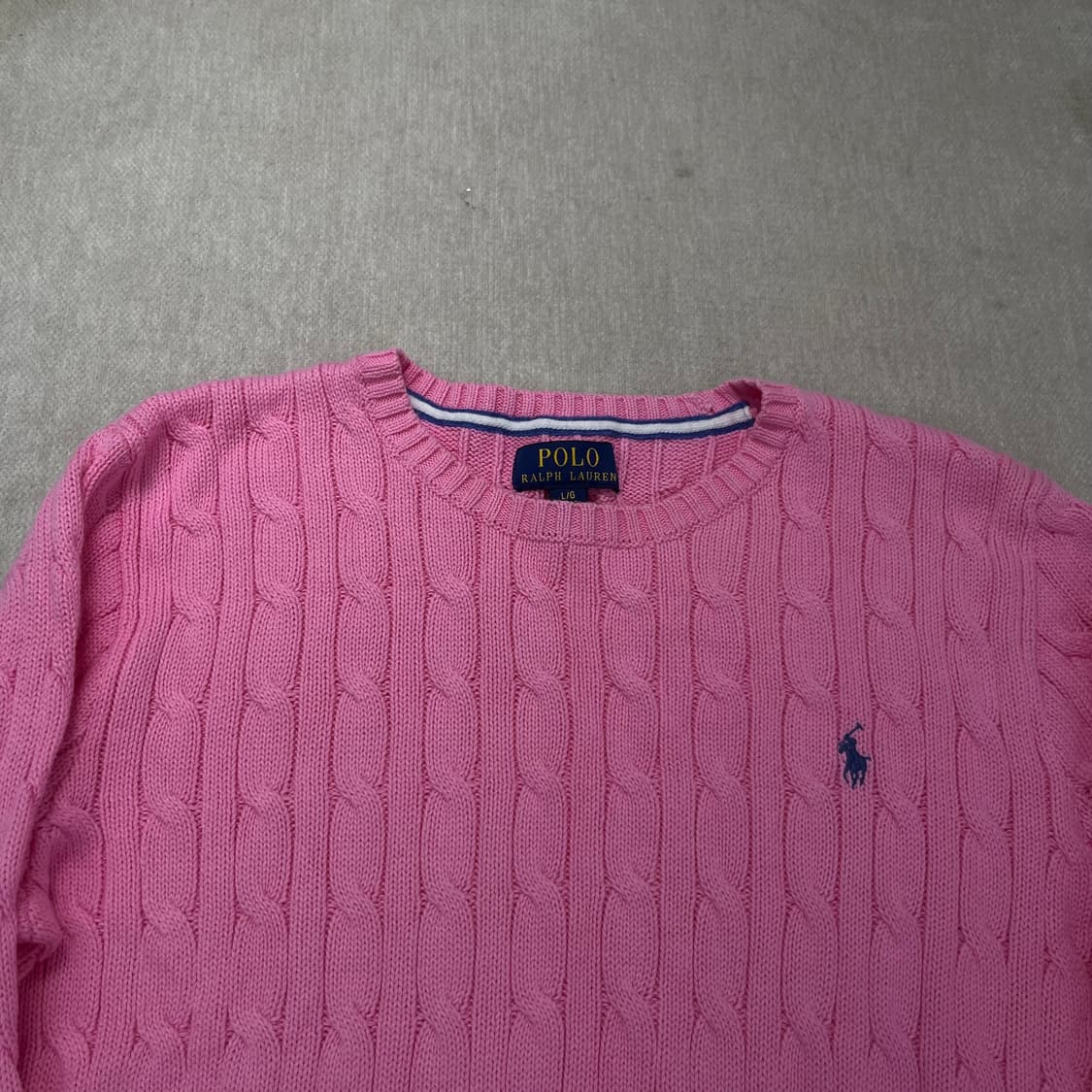 95 폴로 랄프로렌 신형라벨 핑크 꽈배기 니트 상품이미지2