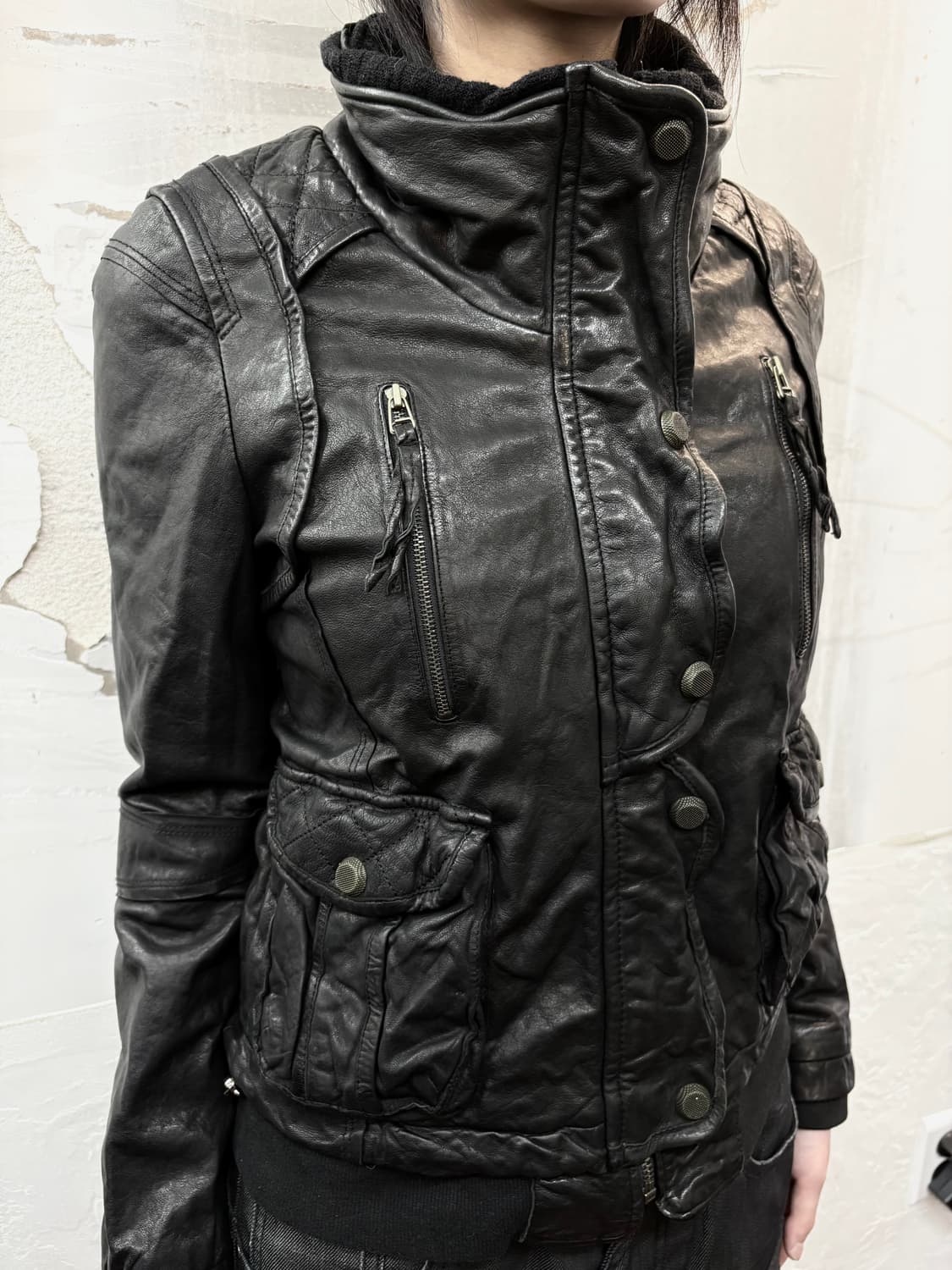 sheepskin high neck detail jacket 상품이미지3