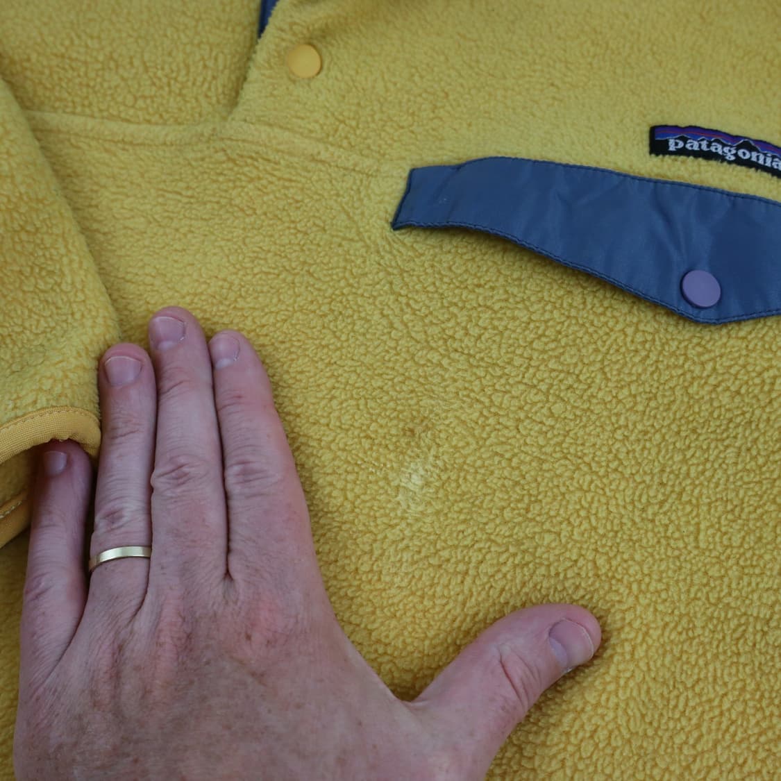 90s 파타고니아 신칠라 스냅-T 옐로우/블루 USA 상품이미지6