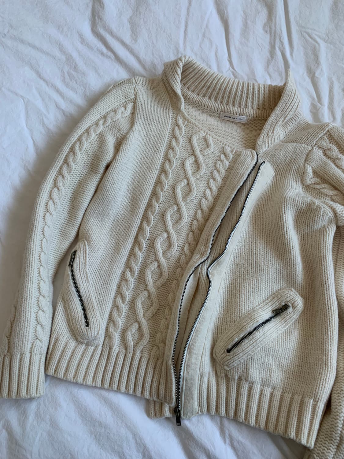 아이보리 니트 집업 상품이미지4