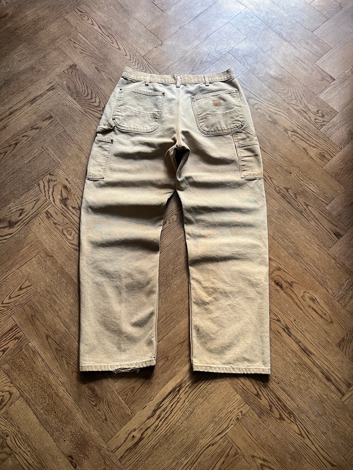 [33]칼하트 USA 빈티지 워싱 브라운 더블니 워크팬츠 상품이미지7