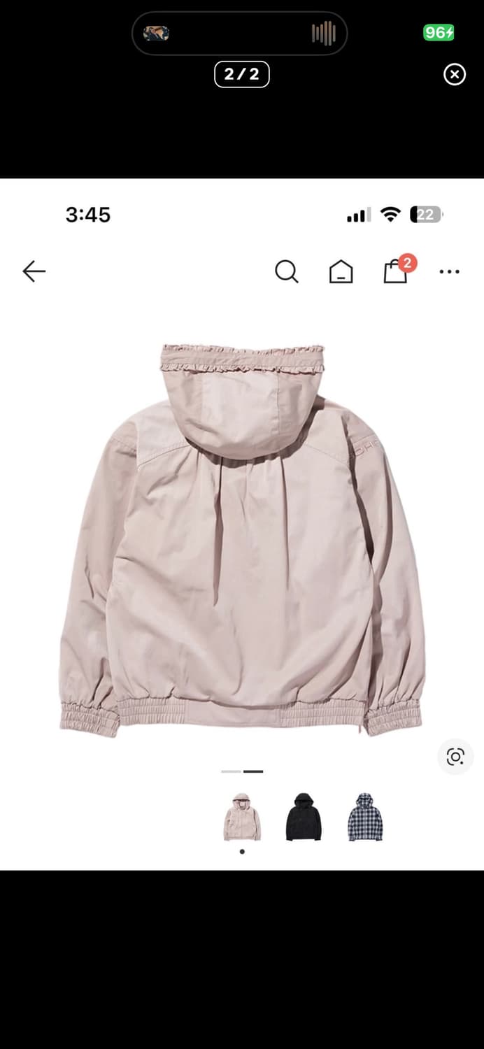 미스치프 보넷 후드 자켓 핑크 베이지 ML 바람막이 상품이미지2