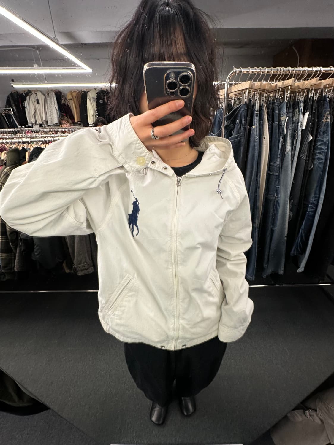 L)폴로 랄프로렌 빈티지 빅포니 화이트 코튼 투웨이 윈드브레이커 자켓 상품이미지2