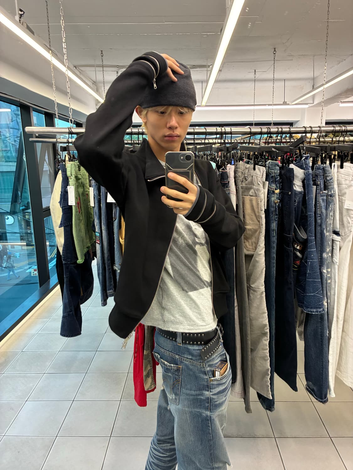 휴이 side zip neck track top 01사이즈 블랙 상품이미지1