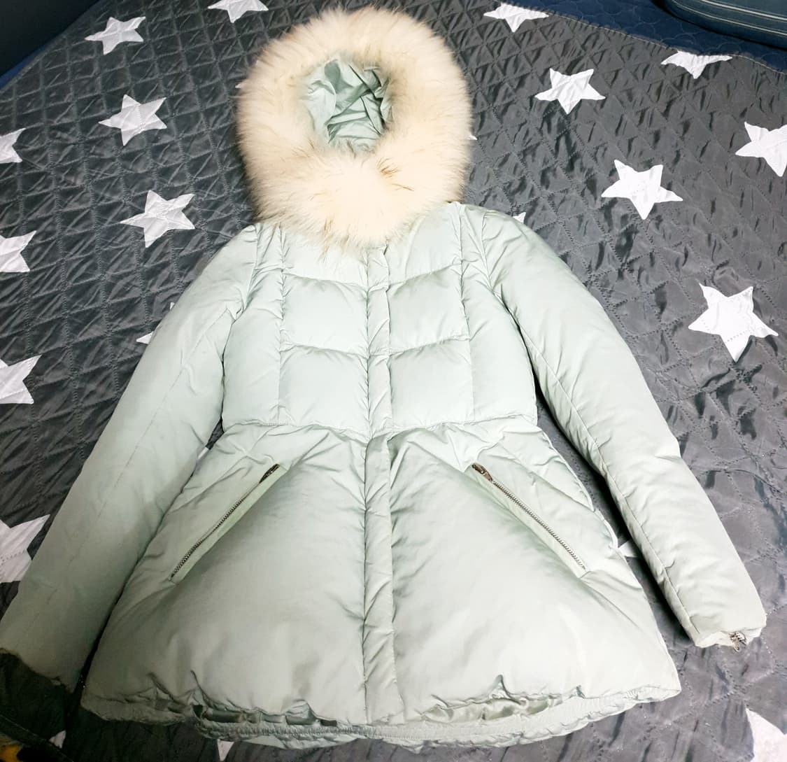 SISLEY 시슬리 덕다운 라쿤퍼 슬림핏 패딩 연한민트 (55~66) 상품이미지1