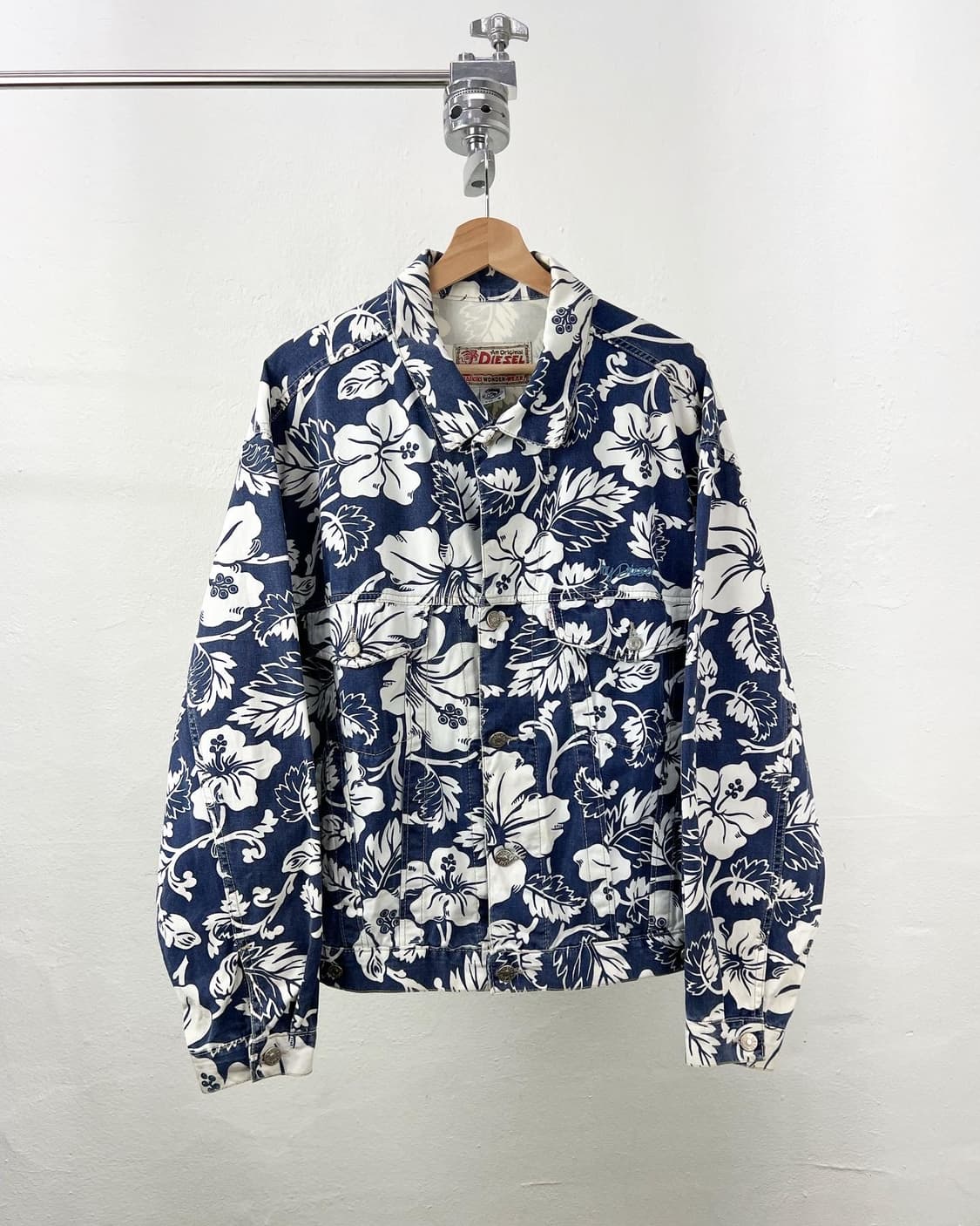 디젤 네이비 트로피칼 패턴 로고 트러커 자켓  상품이미지1