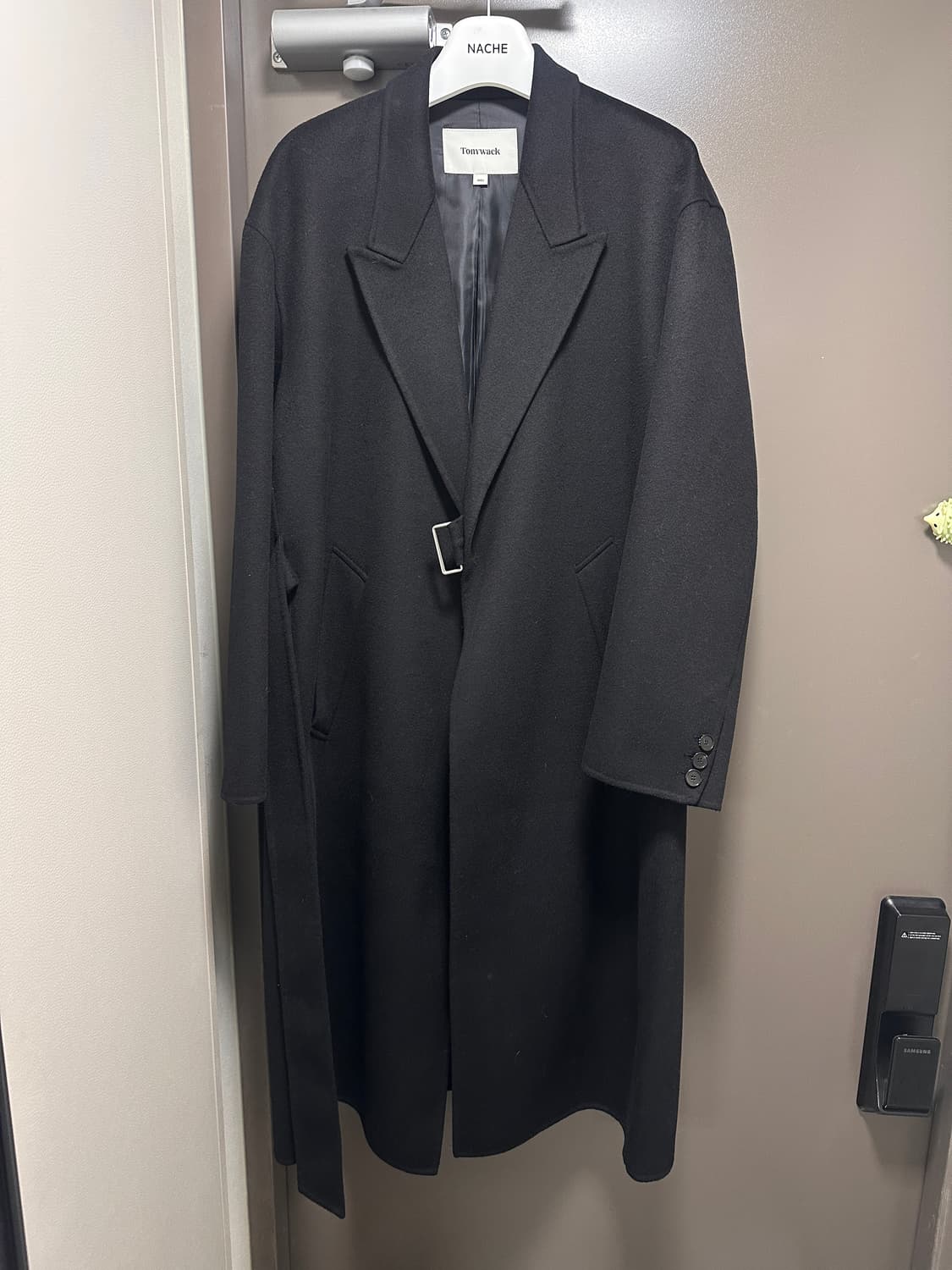 토니웩 핸드메이드 캐시미어 벨티드 코트 23fw 블랙 L 상품이미지1