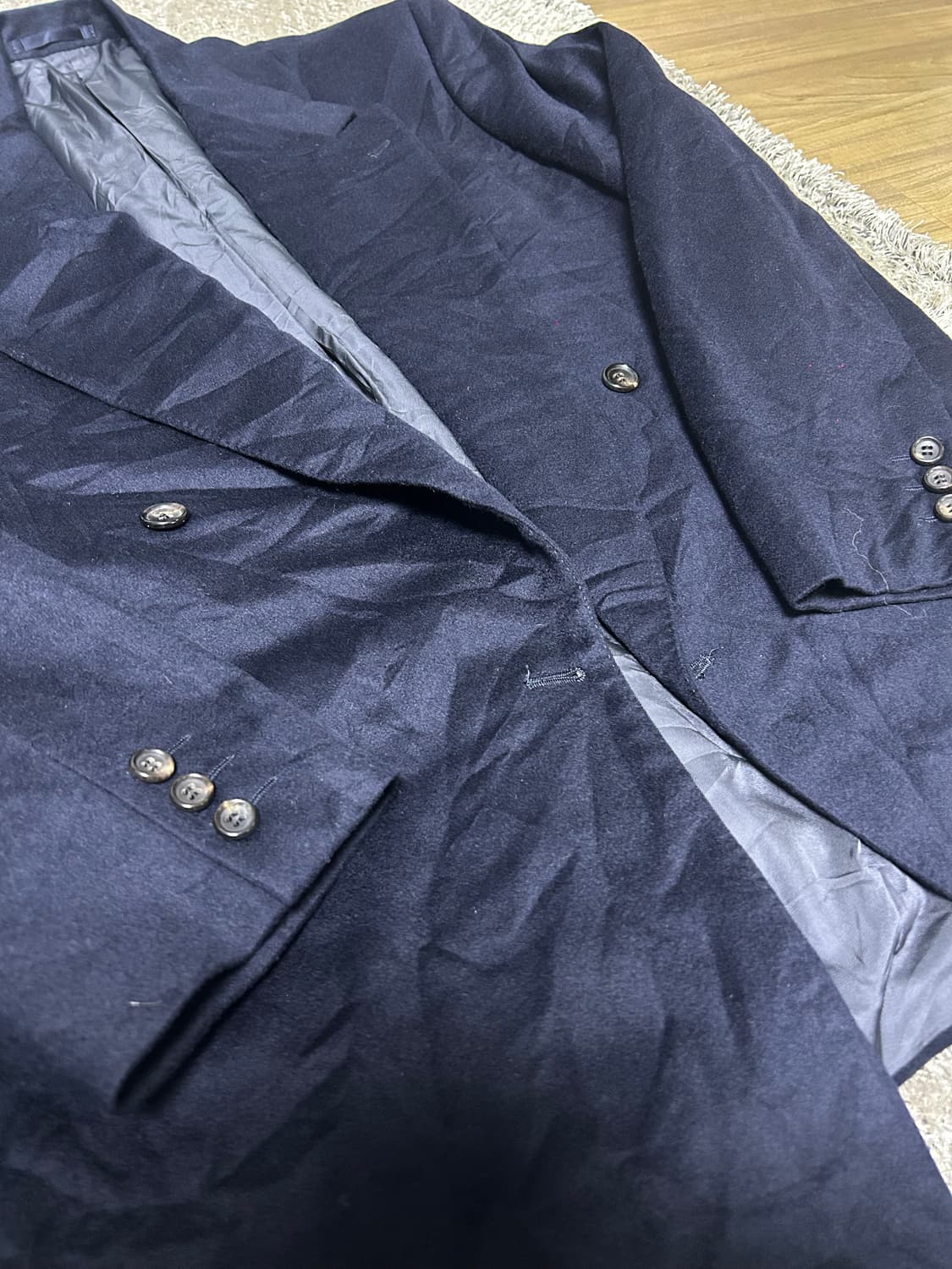 네이비 캐시미어 더블 버튼 블레이저 사이즈105~110 상품이미지2