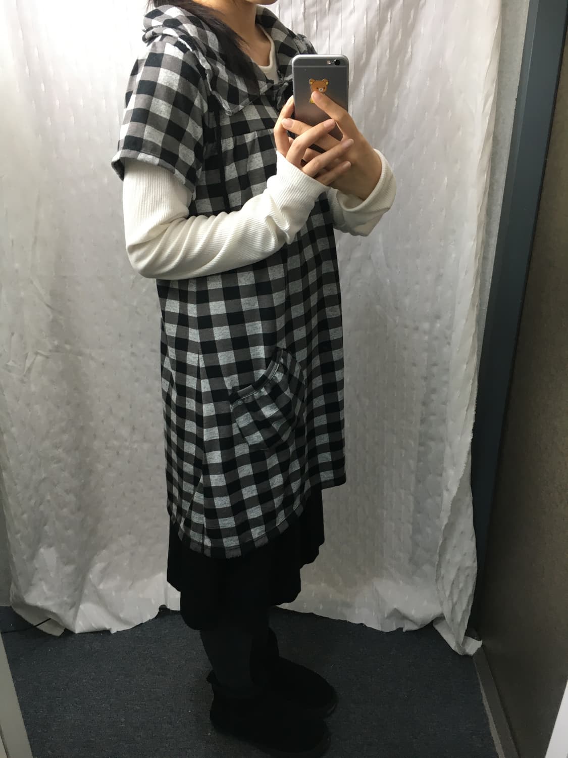 블랙 체크 카라 원피스 상품이미지5