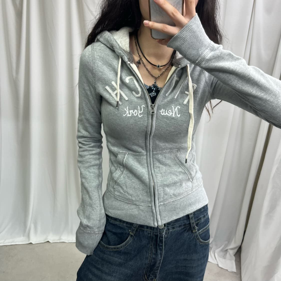 Abercrombie gray hood zip-up 상품이미지3