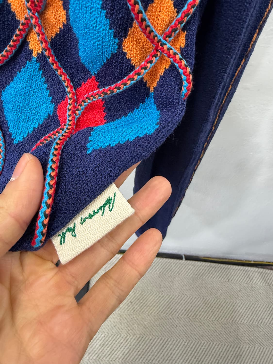 정품) 앤더슨벨 아가일 여성 니트 가디건 S  상품이미지5