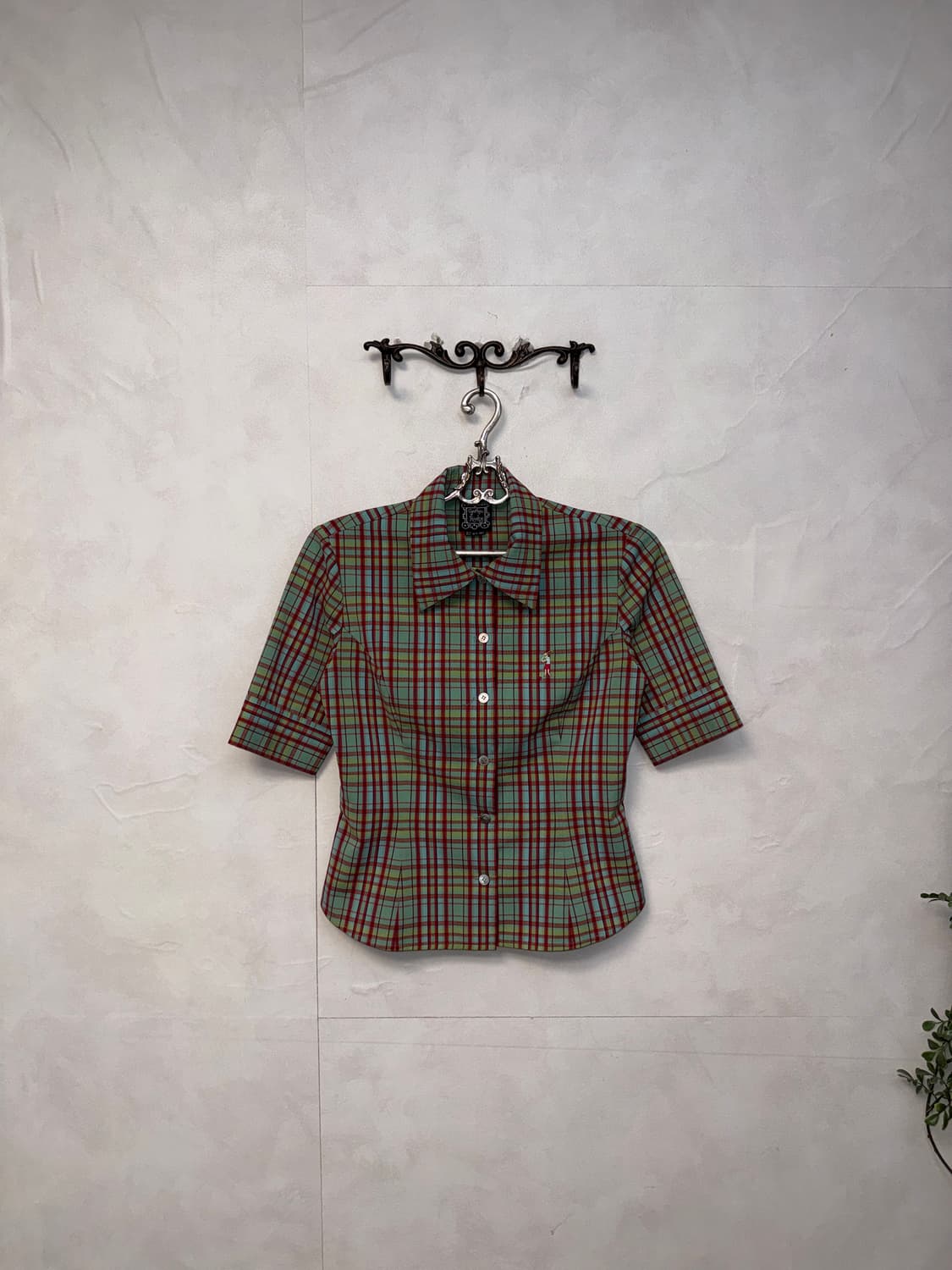 Red green check half shirt jacket  상품이미지1