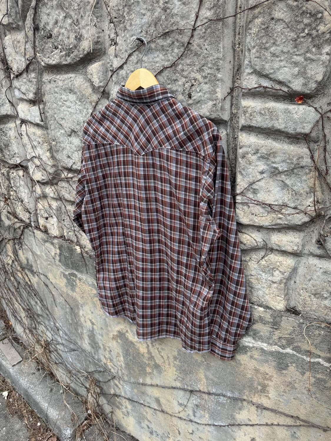 80s 랭글러 빈티지 체크 웨스턴 셔츠 L 상품이미지4