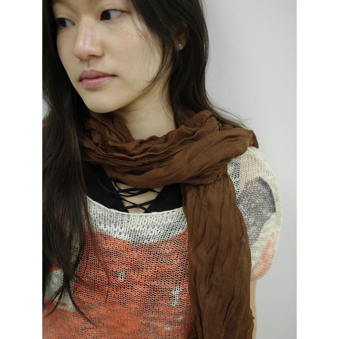 빈티지 브라운 머플러 상품이미지1