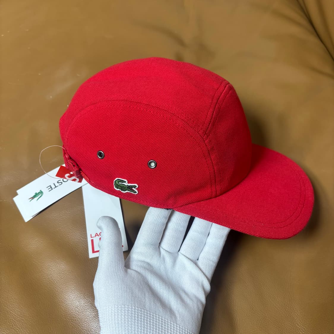 슈프림 라코스테 캠프캡 모자 워시드 레드 상품이미지3