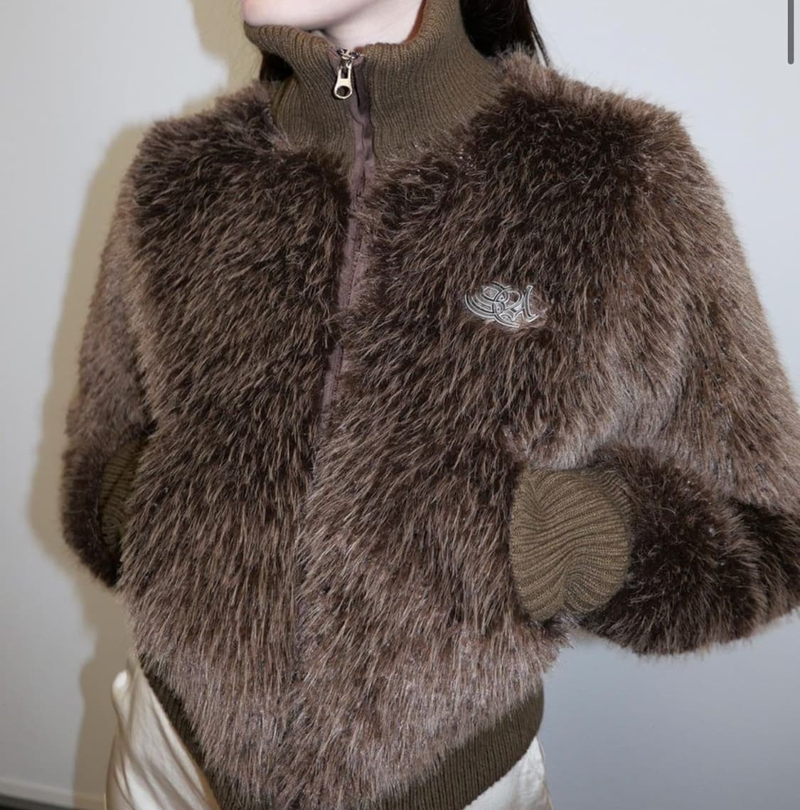 스컬프터 퍼 자켓 집업 브라운 상품이미지3