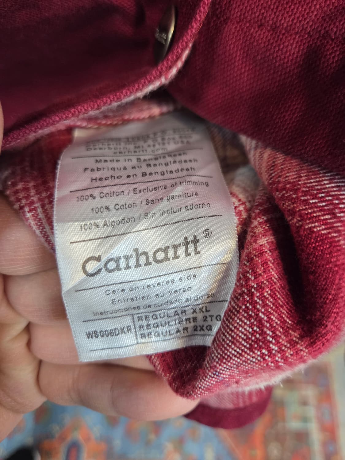 칼하트 여성 빈티지 플란넬 캔버스 셔츠자켓 버건디 xxl 레귤러  상품이미지4