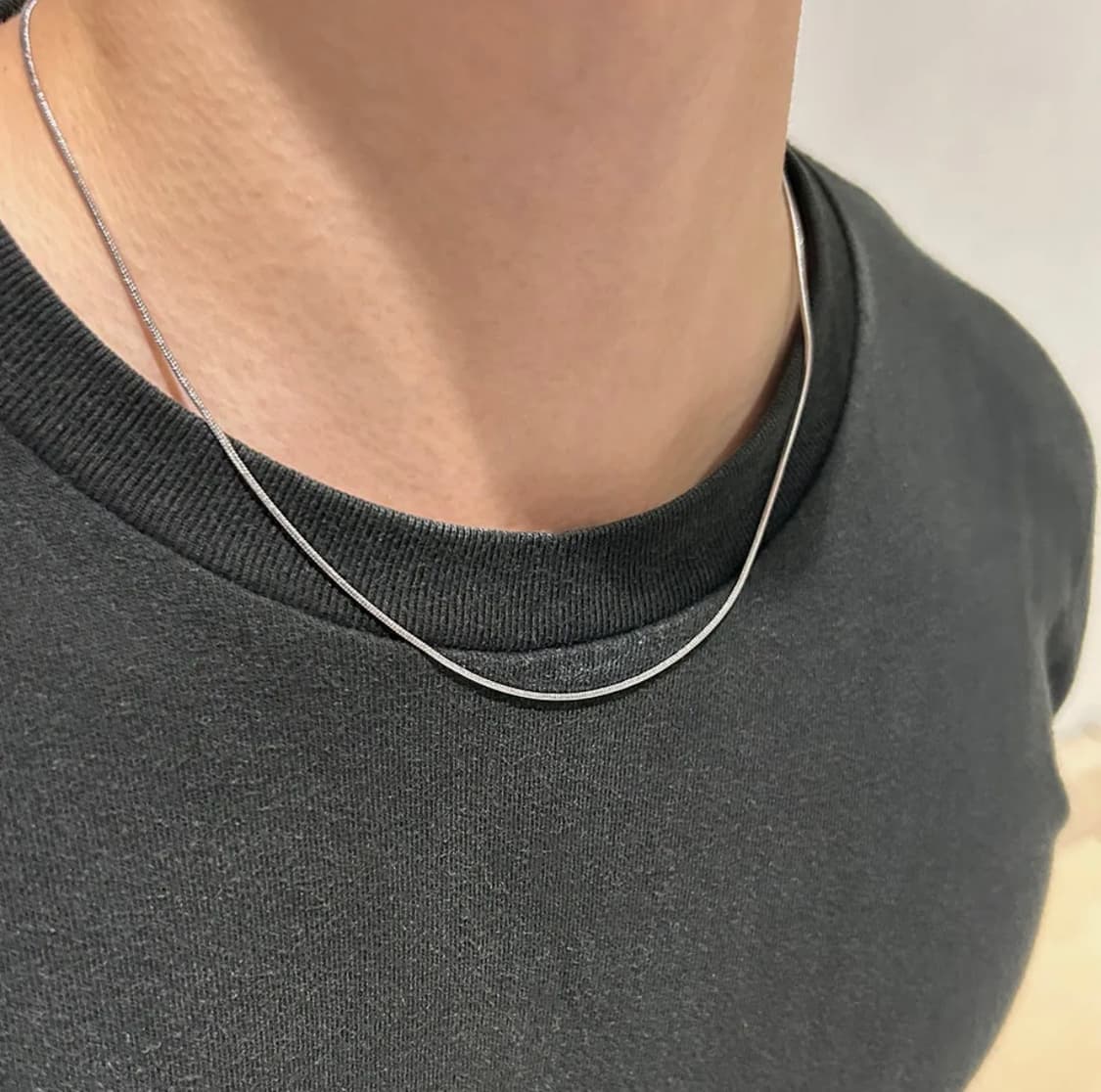 1mm 실버스네이크 체인목걸이 50cm 새상품 상품이미지3