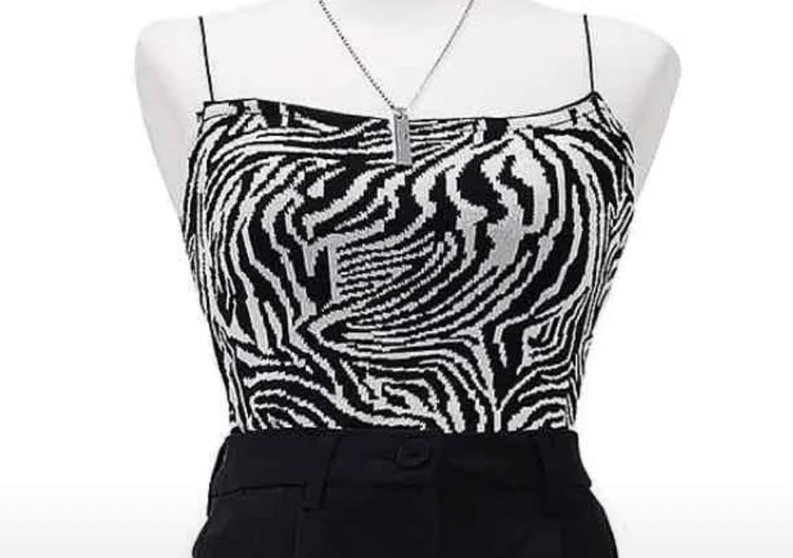 y2k 지브라 갸루 슬리브리스 크롭 탑 상품이미지1