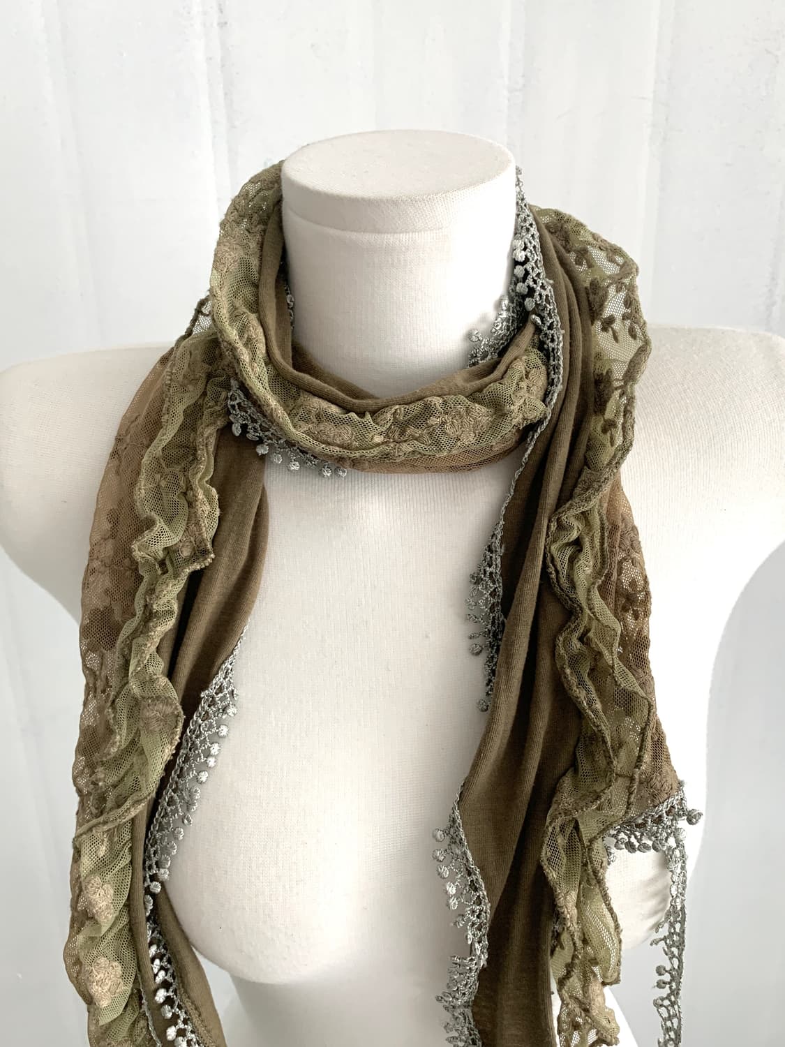 Khaki Fairy Lace Scarf 상품이미지4