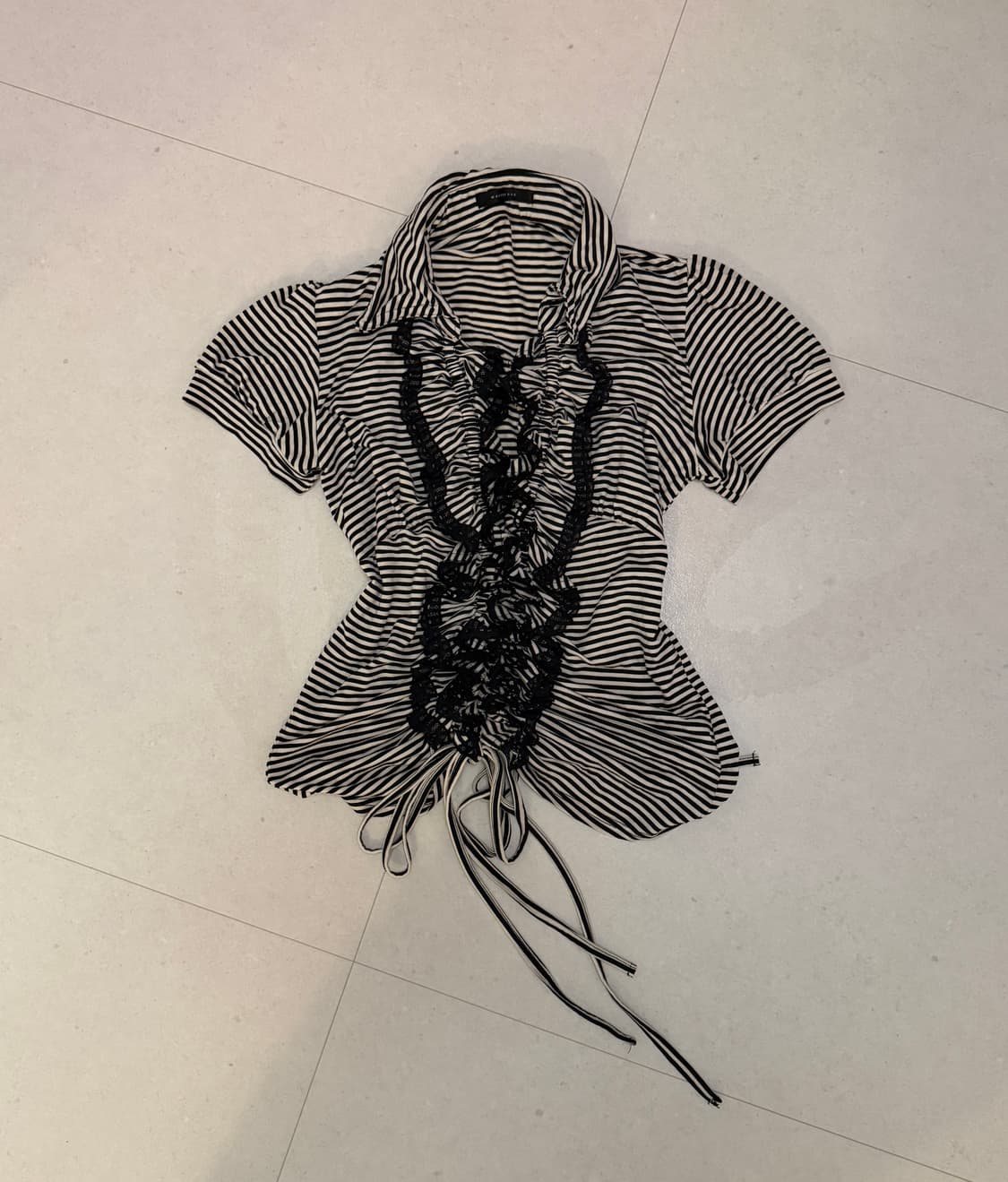 Vintage stripe frill top 상품이미지1