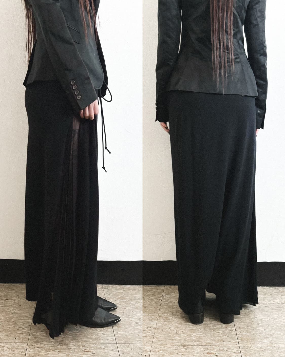 요지야마모토 느와르 캐시미어 플리츠 롱스커트 상품이미지3